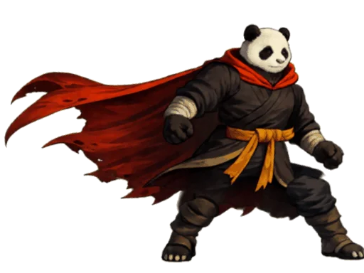 Panda character attacking, animated by AI retargeting